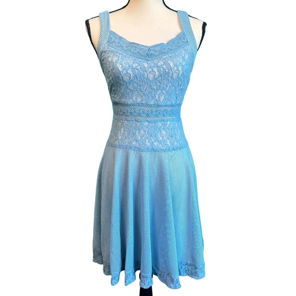 Altar’d State Powder Blue Mesh & Lace Women's Dress Small